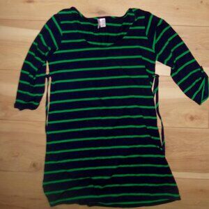 maternity size large gray tee t shirt long green blue striped short dress